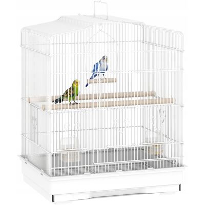 Inny producent KLATKA DLA PTAKÓW PAWHUT 46x36x59 CM Z TACKĄ GRZĘDAMI I MISKAMI BIAŁA Inny producent KLATKA DLA PTAKÓW PAWHUT 46x36x59 CM Z TACKĄ GRZĘDAMI I MISKAMI BIAŁA