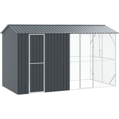 Klatka dla ptaków vidaXL z rozszerzeniem antracytowa 210x442x247 cm stal Klatka dla ptaków vidaXL z rozszerzeniem antracytowa 210x442x247 cm stal