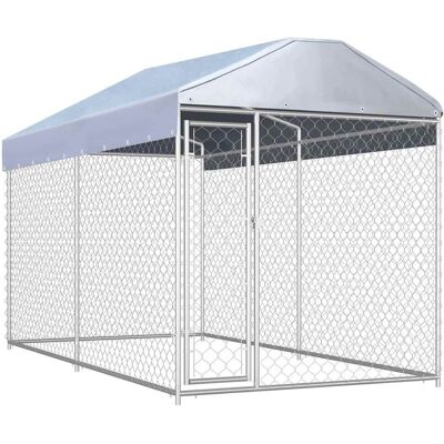 vidaXL zewnętrzny kojec dla psa z daszkiem 382x192x225cm - Klatka dla psa vidaXL zewnętrzny kojec dla psa z daszkiem 382x192x225cm - Klatka dla psa