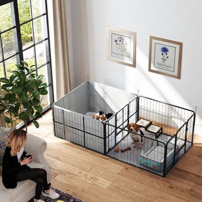 Yulinland Kojec porodowy dla szczeniąt, Wurfbox z 7 panelami, 2 strefami, zmywalną podkładką porodową, 203x102x60 cm, czarny Yulinland Kojec porodowy dla szczeniąt, Wurfbox z 7 panelami, 2 strefami, zmywalną podkładką porodową, 203x102x60 cm, czarny