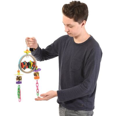Parrot Planet Kolorowy Bagiel Zabawka Karmnik dla Średnich i Dużych Papug Zabawa Stymulacja i Żerowanie w Jednym! Parrot Planet Kolorowy Bagiel Zabawka Karmnik dla Średnich i Dużych Papug Zabawa Stymulacja i Żerowanie w Jednym!