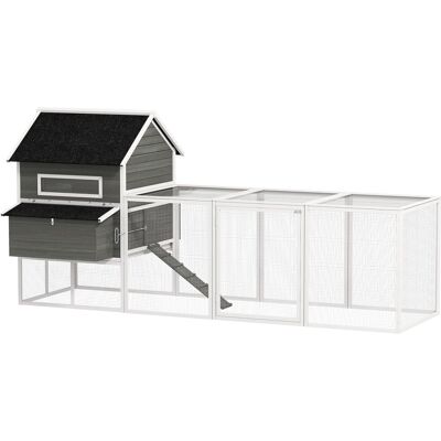 Kurnik PawHut 347 x 160 x 150 cm Drewniany kurnik z wybiegiem, 2 gniazda, zdejmowany dach asfaltowy, tacka, rampa, 2 grzędy, kurnik dla 4-6 kurczakó.. Kurnik PawHut 347 x 160 x 150 cm Drewniany kurnik z wybiegiem, 2 gniazda, zdejmowany dach asfaltowy, tacka, rampa, 2 grzędy, kurnik dla 4-6 kurczakó..