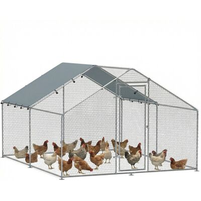 Kurnik PawHut Free-Range 3x3,4x1,9 m, z wejściem, ocynkowana stal, z dachem odpornym na warunki atmosferyczne i filtrem UV, zamykane drzwi, klatka d.. Kurnik PawHut Free-Range 3x3,4x1,9 m, z wejściem, ocynkowana stal, z dachem odpornym na warunki atmosferyczne i filtrem UV, zamykane drzwi, klatka d..