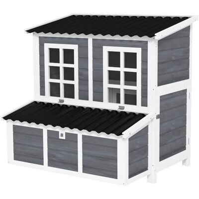 Kurnik PawHut z drewna jodłowego, kurnik z gniazdem, kurnik dla 4-6 kur, dach wodoodporny, 100 x 86 x 100 cm, jasnoszary Kurnik PawHut z drewna jodłowego, kurnik z gniazdem, kurnik dla 4-6 kur, dach wodoodporny, 100 x 86 x 100 cm, jasnoszary
