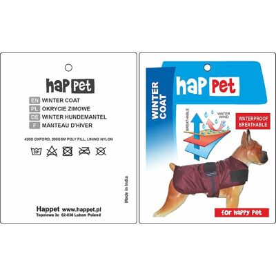 Kurtka dla psa Happet 325A niebieska L-60cm Kurtka dla psa Happet 325A niebieska L-60cm
