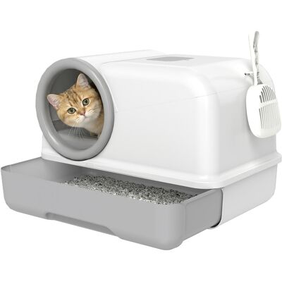 Kuweta dla kota PawHut z pokrywą, wysuwaną tacką, daszkiem, łopatką i 2 filtrami z węglem aktywnym, dla kotów o wadze do 5 kg, 59 x 39,5 x 39,5 cm, .. Kuweta dla kota PawHut z pokrywą, wysuwaną tacką, daszkiem, łopatką i 2 filtrami z węglem aktywnym, dla kotów o wadze do 5 kg, 59 x 39,5 x 39,5 cm, ..