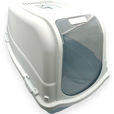 BERGAMO KUWETA Kryta Dla Kota Toaleta ROMEO MAXI z FILTREM 68x43x46,5cm Biało-Niebieska BERGAMO KUWETA Kryta Dla Kota Toaleta ROMEO MAXI z FILTREM 68x43x46,5cm Biało-Niebieska