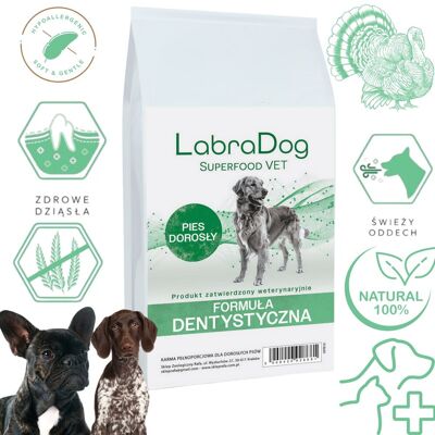 LabraDog Superfood Hypoallergenic Dental Care Pielęgnacja Jamy ustnej Hydrolizowany Indyk Karma sucha dla psa dorosłego 1.5kg LabraDog Superfood Hypoallergenic Dental Care Pielęgnacja Jamy ustnej Hydrolizowany Indyk Karma sucha dla psa dorosłego 1.5kg