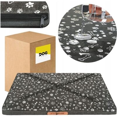 DOGGURU Legowisko Dla Psa 100X70X5 Cm Wodoodporne Duże Xl Materac Z Zamkiem - Szare Łapki I Kostki DOGGURU Legowisko Dla Psa 100X70X5 Cm Wodoodporne Duże Xl Materac Z Zamkiem - Szare Łapki I Kostki