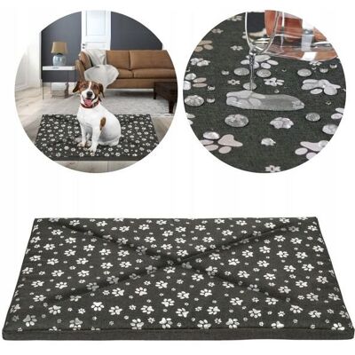 DOGGURU Legowisko Dla Psa 70X50X5 Cm Wodoodporne Duże L Materac Z Zamkiem - Szare Łapki DOGGURU Legowisko Dla Psa 70X50X5 Cm Wodoodporne Duże L Materac Z Zamkiem - Szare Łapki