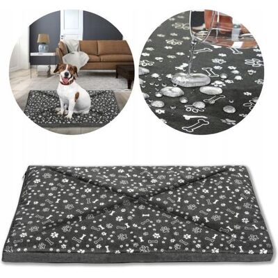DOGGURU Legowisko Dla Psa 70X50X5 Cm Wodoodporne Duże L Materac Z Zamkiem - Szare Łapki I Kostki DOGGURU Legowisko Dla Psa 70X50X5 Cm Wodoodporne Duże L Materac Z Zamkiem - Szare Łapki I Kostki