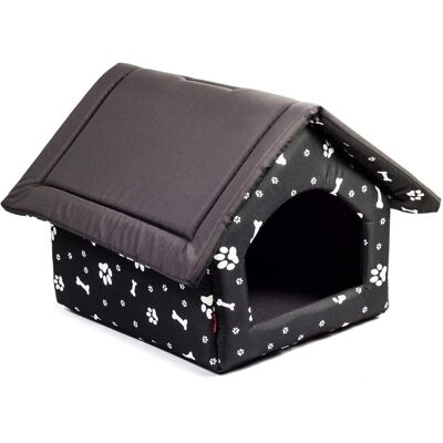 Butikzoo Legowisko dla psa kota Mata dla Psa Materiałowy Domek Czarny Duże Łapy i Kości L Butikzoo Legowisko dla psa kota Mata dla Psa Materiałowy Domek Czarny Duże Łapy i Kości L