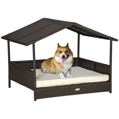 Legowisko dla psa PawHut Rattan Outdoor z baldachimem, podwyższone legowisko dla małych i średnich psów, chłodzące legowisko dla zwierząt z metalową.. Legowisko dla psa PawHut Rattan Outdoor z baldachimem, podwyższone legowisko dla małych i średnich psów, chłodzące legowisko dla zwierząt z metalową..