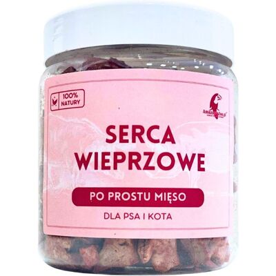 Liofilizowane serca wieprzowe dla psa i kota naturalne źródło tauryny i koenzymu Q10 dla alergików ZDROWY PRZYSMAK 200g Liofilizowane serca wieprzowe dla psa i kota naturalne źródło tauryny i koenzymu Q10 dla alergików ZDROWY PRZYSMAK 200g