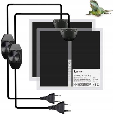 Lerway Mata Grzewcza do Terrarium z Regulatorem Temperatury 14x15cm 5W 2szt. Lerway Mata Grzewcza do Terrarium z Regulatorem Temperatury 14x15cm 5W 2szt.