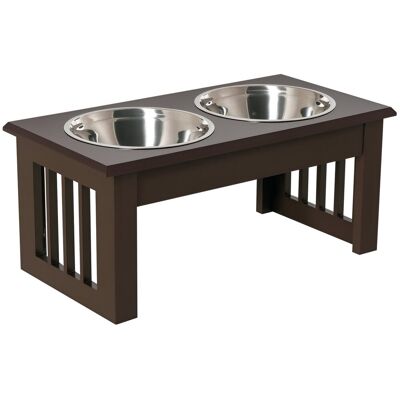 Miska dla kota PawHut, miska na karmę, podwyższona miska dla psa, 2 miski, łatwa w utrzymaniu, stal nierdzewna MDF, kolor kawy, 44 x 24 x 15 cm Miska dla kota PawHut, miska na karmę, podwyższona miska dla psa, 2 miski, łatwa w utrzymaniu, stal nierdzewna MDF, kolor kawy, 44 x 24 x 15 cm