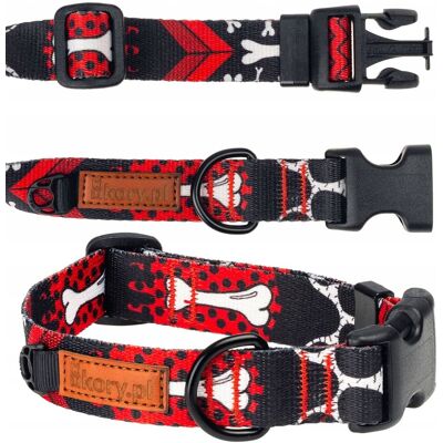 MOCNA OBROŻA dla PSA 20 mm REGULOWANA 30-36 cm S / M CZERWONA KOŚCI uKory MOCNA OBROŻA dla PSA 20 mm REGULOWANA 30-36 cm S / M CZERWONA KOŚCI uKory
