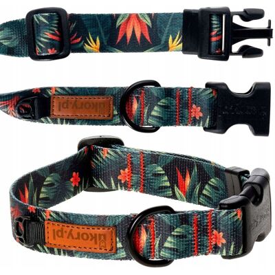 MOCNA OBROŻA dla PSA 20 mm REGULOWANA 30-36 cm S / M ZIELONA LIŚCIE uKory MOCNA OBROŻA dla PSA 20 mm REGULOWANA 30-36 cm S / M ZIELONA LIŚCIE uKory