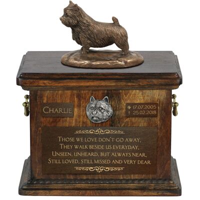 Norwich Terrier - skrzynia pamiątkowa psa, skrzynia ze statuetką, personalizowana skrzynia na psie pamiątki marki Art-Dog Norwich Terrier - skrzynia pamiątkowa psa, skrzynia ze statuetką, personalizowana skrzynia na psie pamiątki marki Art-Dog
