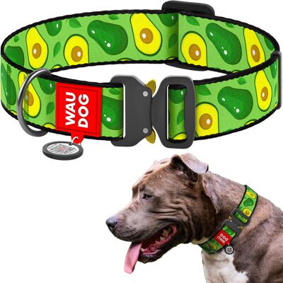 Collar Obroża dla psa nylonowa WAUDOG Nylon z paszportem QR, rysunek 'Awokado', metalowa klamra fastex, rozmiar XXL, 46-70 cm, 35 mm Collar Obroża dla psa nylonowa WAUDOG Nylon z paszportem QR, rysunek 'Awokado', metalowa klamra fastex, rozmiar XXL, 46-70 cm, 35 mm