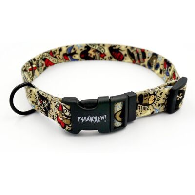 Psiakrew Obroża dla Psa Regulowana Dog Tattoo Flash, 2 cm, dla mniejszych psów i szczeniaków, czarne okucia-S 24-36 cm Psiakrew Obroża dla Psa Regulowana Dog Tattoo Flash, 2 cm, dla mniejszych psów i szczeniaków, czarne okucia-S 24-36 cm