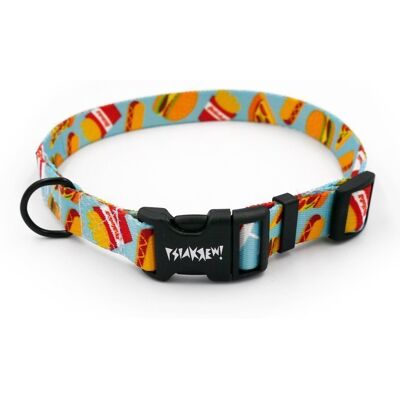 Psiakrew Obroża dla Psa Regulowana Doggy Foodie, wąska 2 cm, dla mniejszych psów i szczeniaków, czarne okucia-L 34-44 cm Psiakrew Obroża dla Psa Regulowana Doggy Foodie, wąska 2 cm, dla mniejszych psów i szczeniaków, czarne okucia-L 34-44 cm