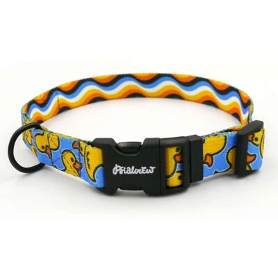 Psiakrew Obroża dla Psa Regulowana Ducky Duck, wąska 2 cm, dla mniejszych psów i szczeniaków, okucia czarne-S 24-36 cm Psiakrew Obroża dla Psa Regulowana Ducky Duck, wąska 2 cm, dla mniejszych psów i szczeniaków, okucia czarne-S 24-36 cm