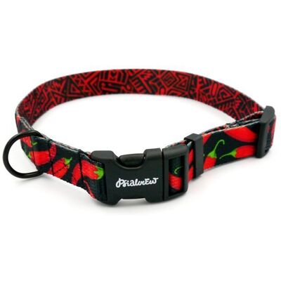 Psiakrew Obroża dla Psa Regulowana Red Hot Chili, 2 cm, dla mniejszych psów i szczeniaków czarne okucia-L 34-44 cm Psiakrew Obroża dla Psa Regulowana Red Hot Chili, 2 cm, dla mniejszych psów i szczeniaków czarne okucia-L 34-44 cm