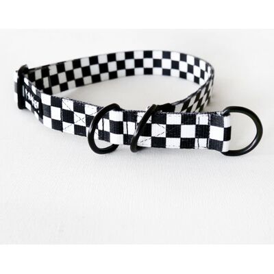 Psiakrew Obroża półzaciskowa Checker szeroka na 2,5 cm, dla średnich i większych psów, czarne dodatki-S/M Psiakrew Obroża półzaciskowa Checker szeroka na 2,5 cm, dla średnich i większych psów, czarne dodatki-S/M