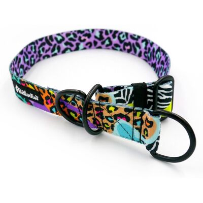 Psiakrew Obroża półzaciskowa Crazy Leopard szeroka na 3 cm, dla średnich i większych psów, czarne okucia-L/XL Psiakrew Obroża półzaciskowa Crazy Leopard szeroka na 3 cm, dla średnich i większych psów, czarne okucia-L/XL