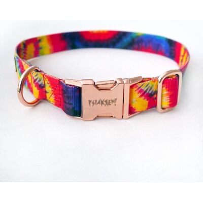 Obroża Regulowana dla Psa Psiakrew Tie Dye szeroka na 2,5 cm, dla średnich i większych psów, klamra różowe złoto-XL 36-50 cm Obroża Regulowana dla Psa Psiakrew Tie Dye szeroka na 2,5 cm, dla średnich i większych psów, klamra różowe złoto-XL 36-50 cm