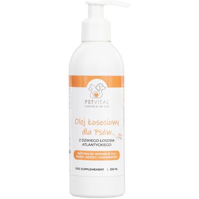 Pet Inn Olej łososiowy 250 ml dla psa i kota – naturalne źródło kwasów Omega-3 Pet Inn Olej łososiowy 250 ml dla psa i kota – naturalne źródło kwasów Omega-3