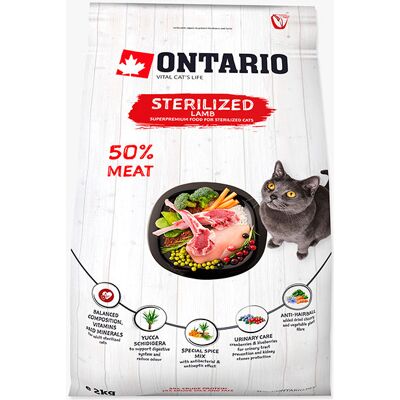 Ontario Karma dla Kotów Jagnięcina 2kg - Sterylizowana Ontario Karma dla Kotów Jagnięcina 2kg - Sterylizowana
