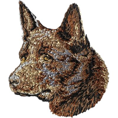 Owczarek australijski kelpie - naszywka w kształcie psa, haftowana łatka, unikatowa ozdoba do plecaka marki Art-Dog Owczarek australijski kelpie - naszywka w kształcie psa, haftowana łatka, unikatowa ozdoba do plecaka marki Art-Dog