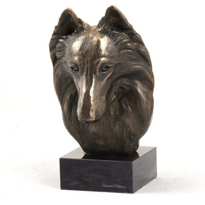 Owczarek belgijski, Belgijski pies pasterski - statuetka psa, popiersie na kamiennej podstawie, rzeźba, trofeum na wystawę psów marki Art-Dog Owczarek belgijski, Belgijski pies pasterski - statuetka psa, popiersie na kamiennej podstawie, rzeźba, trofeum na wystawę psów marki Art-Dog