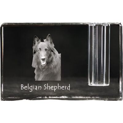 Owczarek belgijski, Belgijski pies pasterski - stojak na długopis, kryształowy organizer ze zdjęciem psa, unikatowa ozdoba biurka marki Art-Dog Owczarek belgijski, Belgijski pies pasterski - stojak na długopis, kryształowy organizer ze zdjęciem psa, unikatowa ozdoba biurka marki Art-Dog