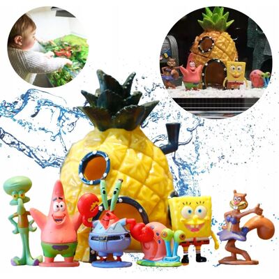 inna (Inny) Ozdoba Do Akwarium Domek + Figurki 6 Szt. Spongebob Kryjówka Dla Ryb Ananas inna (Inny) Ozdoba Do Akwarium Domek + Figurki 6 Szt. Spongebob Kryjówka Dla Ryb Ananas