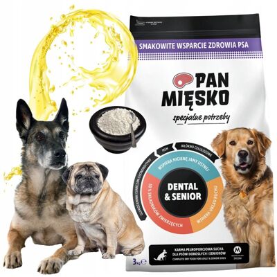 Inny producent PAN MIĘSKO karma sucha dla psa DENTAL & SENIOR psy starsze na zdrowe ZĘBY Inny producent PAN MIĘSKO karma sucha dla psa DENTAL & SENIOR psy starsze na zdrowe ZĘBY