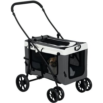 PawHut 2 w 1 składany wózek/ochraniacz dla psów i kotów do 10 kg, wózek dla kota z poduszką, siatkowe okna, drzwiczki, kosz do przechowywania, wózek.. PawHut 2 w 1 składany wózek/ochraniacz dla psów i kotów do 10 kg, wózek dla kota z poduszką, siatkowe okna, drzwiczki, kosz do przechowywania, wózek..