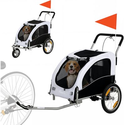 PawHut 2w1 Przyczepka rowerowa i wózek spacerowy dla psa do 20 kg, biały PawHut 2w1 Przyczepka rowerowa i wózek spacerowy dla psa do 20 kg, biały