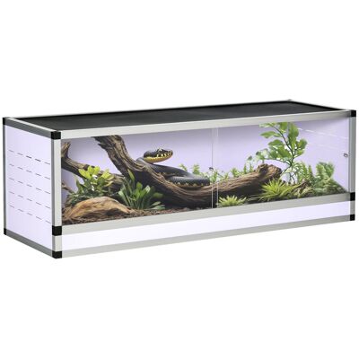 PaWHut aluminiowe terrarium dla gadów płazy pajęczaki skrzynia hodowlana gadów terrarium siatkowe biały+srebrny+czarny 120 x 40 x 40 cm PaWHut aluminiowe terrarium dla gadów płazy pajęczaki skrzynia hodowlana gadów terrarium siatkowe biały+srebrny+czarny 120 x 40 x 40 cm