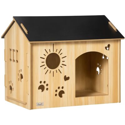 PawHut Buda dla psa z drewna, ma wentylacyjne, rozwiązania na warunki atmosferyczne, materiał z drewna Dąb+Czarny 69 x 50 x 58,5 cm PawHut Buda dla psa z drewna, ma wentylacyjne, rozwiązania na warunki atmosferyczne, materiał z drewna Dąb+Czarny 69 x 50 x 58,5 cm