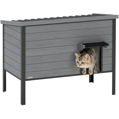 PawHut Cat House, drewniana, odporna na warunki atmosferyczne budka dla kota z dachem na zawiasach, wejściem, 85x55x70 cm, jaskinia dla 1-2 kotów do.. PawHut Cat House, drewniana, odporna na warunki atmosferyczne budka dla kota z dachem na zawiasach, wejściem, 85x55x70 cm, jaskinia dla 1-2 kotów do..