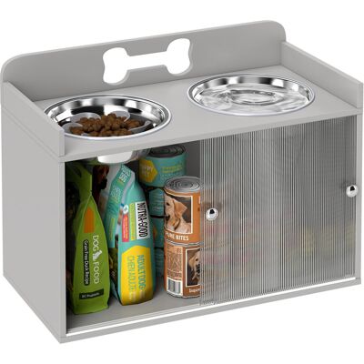 PawHut Dog Bowl Elevated Feeding Station z szafką do przechowywania 50 l, 2 miski ze stali nierdzewnej z pierścieniami antypoślizgowymi, drzwiami pr.. PawHut Dog Bowl Elevated Feeding Station z szafką do przechowywania 50 l, 2 miski ze stali nierdzewnej z pierścieniami antypoślizgowymi, drzwiami pr..