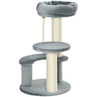 PawHut Cat Tree with Hammock - Szary - Ø40xH65 cm - 3-tier - Cat Tree PawHut Cat Tree with Hammock - Szary - Ø40xH65 cm - 3-tier - Cat Tree
