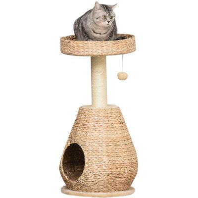 PawHut Drapak dla kota, mebel dla kociąt, z jaskini dla kota, piłka do zabawy, sizal, miękki plusz, wysokość 82,5 cm, żółty PawHut Drapak dla kota, mebel dla kociąt, z jaskini dla kota, piłka do zabawy, sizal, miękki plusz, wysokość 82,5 cm, żółty