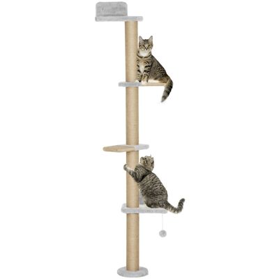 PawHut Drapak na ścianę, 5 dni, 180 cm, wieża dla kota z piłką do zabawy, taknoszary PawHut Drapak na ścianę, 5 dni, 180 cm, wieża dla kota z piłką do zabawy, taknoszary