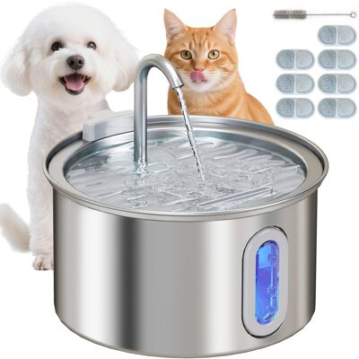 PawHut Fontanna dla kotów 2,5L z cichą pompą LED i filtrem z węgla, odprowadzaniem w czyszczeniu, z poziomu instalacji wodnej PawHut Fontanna dla kotów 2,5L z cichą pompą LED i filtrem z węgla, odprowadzaniem w czyszczeniu, z poziomu instalacji wodnej