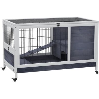 PawHut Klatka dla małych zwierząt z kółkami, domek/klatka dla małych zwierząt z drewna jodłowego, klatka/chata dla świnki morskiej, 90 x 53 x 59 cm,.. PawHut Klatka dla małych zwierząt z kółkami, domek/klatka dla małych zwierząt z drewna jodłowego, klatka/chata dla świnki morskiej, 90 x 53 x 59 cm,..