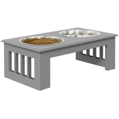 PawHut Miska dla psa z 2 miskami, 0,9 L miska na karmę, podwyższona miska dla kota, Łatwa w konserwacji, Stal nichtdzewna Szara, 44 x 24 x 15 cm PawHut Miska dla psa z 2 miskami, 0,9 L miska na karmę, podwyższona miska dla kota, Łatwa w konserwacji, Stal nichtdzewna Szara, 44 x 24 x 15 cm